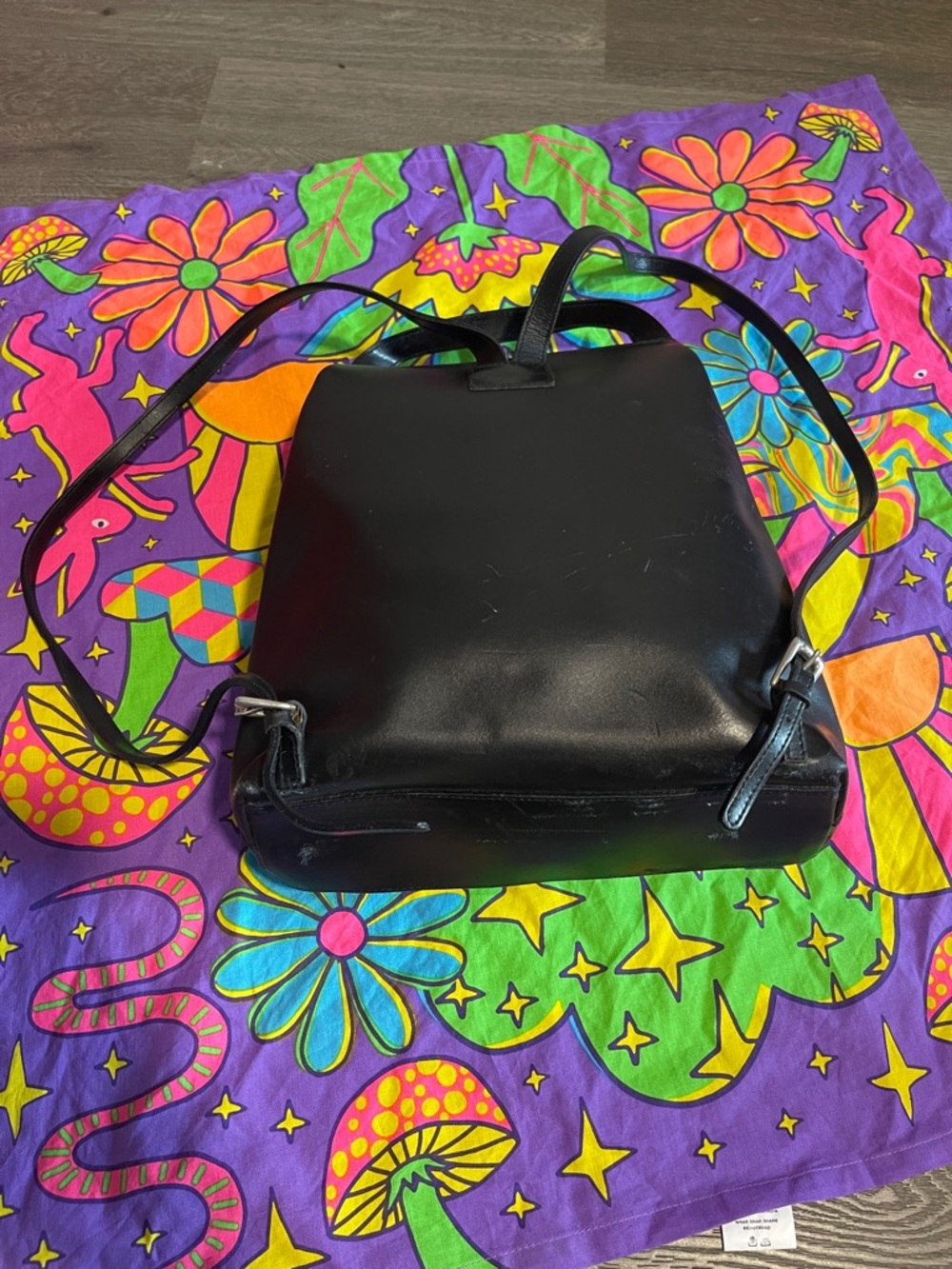 Furla Black Leather Flap Backpack with Top Handle Have Small Damage - Picture 4 of 11